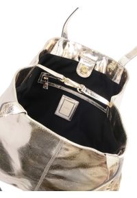 Kazar - Duża złota torebka na ramię ze skóry z chwostem. Kolor: złoty. Materiał: skórzane. Rozmiar: duże. Styl: elegancki, klasyczny. Rodzaj torebki: na ramię #5