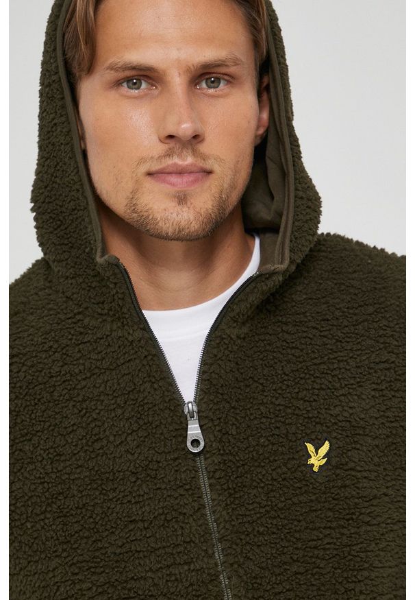 Lyle & Scott Bluza męska kolor zielony z kapturem gładka. Okazja: na co dzień. Typ kołnierza: kaptur. Kolor: zielony. Materiał: poliester. Długość: krótkie. Wzór: gładki. Styl: casual
