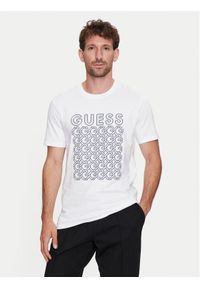 Guess T-Shirt M4YI29 J1314 Biały Slim Fit. Kolor: biały. Materiał: bawełna