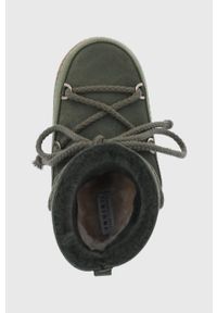 Inuikii Śniegowce kolor zielony. Nosek buta: okrągły. Zapięcie: sznurówki. Kolor: zielony. Materiał: guma, wełna