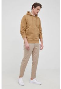 Selected Homme bluza bawełniana męska kolor brązowy z kapturem gładka. Okazja: na co dzień. Typ kołnierza: kaptur. Kolor: brązowy. Materiał: bawełna. Wzór: gładki. Styl: casual #4