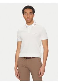 TOMMY HILFIGER - Tommy Hilfiger Polo Placket Interest MW0MW38459 Biały Regular Fit. Typ kołnierza: polo. Kolor: biały. Materiał: bawełna