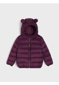 Sinsay - Pikowana kurtka puffer z kapturem z elementami 3D - bordowy. Typ kołnierza: kaptur. Kolor: czerwony #1