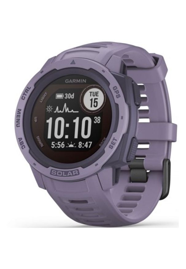 Zegarek sportowy GARMIN Instinct Solar Fioletowy. Kolor: fioletowy. Materiał: włókno. Styl: sportowy