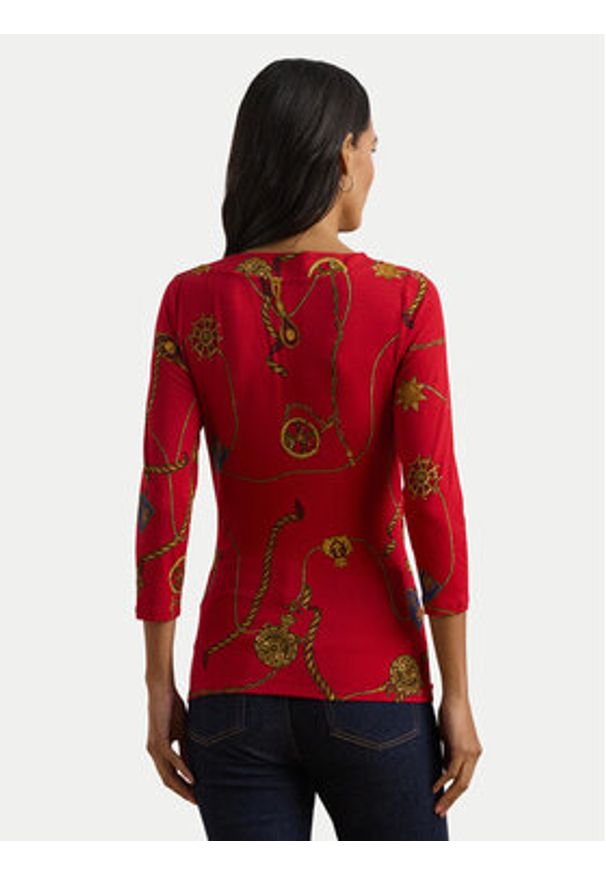 Lauren Ralph Lauren - LAUREN RALPH LAUREN Bluzka 200957611001 Czerwony Slim Fit. Kolor: czerwony. Materiał: wiskoza