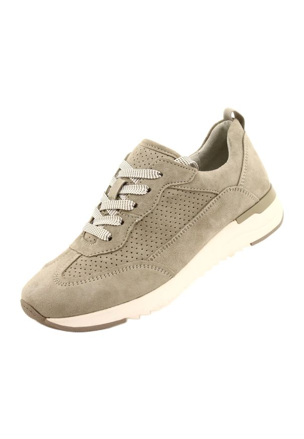 Caprice Ażurowe Buty Skórzane Damskie 23708-28 Salvia Suede zielone. Okazja: na co dzień. Nosek buta: okrągły. Kolor: zielony. Materiał: skóra. Wzór: ażurowy. Sport: turystyka piesza