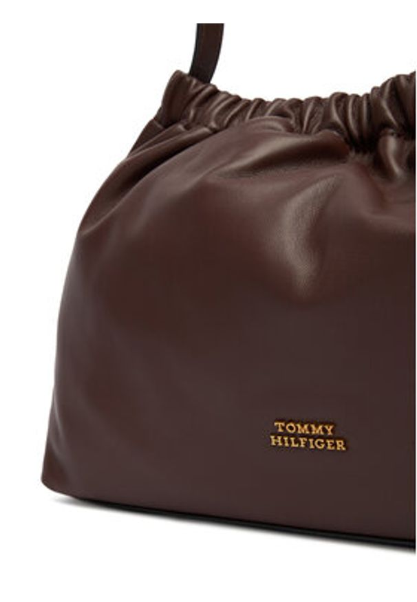 TOMMY HILFIGER - Tommy Hilfiger Torebka Soft Leather Shoulder Bag AW0AW18307 Bordowy. Kolor: czerwony. Materiał: skórzane