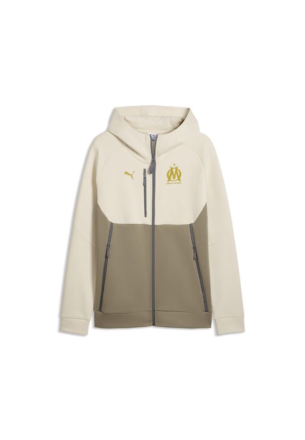 Puma - Męska rozpinana bluza z kapturem Olympique de Marseille PUMATECH PUMA. Typ kołnierza: kaptur. Kolor: żółty, wielokolorowy, biały. Sport: bieganie