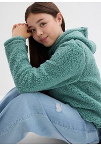 bonprix - Bluza z polaru. Typ kołnierza: kaptur. Kolor: zielony. Materiał: polar #2
