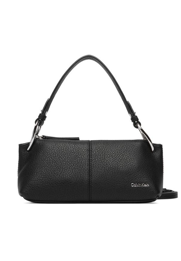Calvin Klein Torebka Slouchy Leather Small Conv Bag LV04F3659G Czarny. Kolor: czarny. Materiał: skórzane