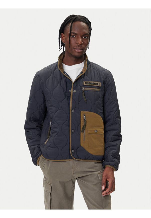 Aeronautica Militare Kurtka przejściowa 252AB3009UCT04211 Granatowy Regular Fit. Kolor: niebieski. Materiał: syntetyk
