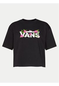 Vans T-Shirt Fleurs Os Crop Ss VN000JG7 Czarny Regular Fit. Kolor: czarny. Materiał: bawełna