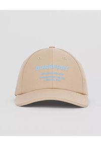 Burberry - BURBERRY - Beżowa czapka z nadrukiem. Kolor: beżowy. Materiał: bawełna. Wzór: nadruk #2