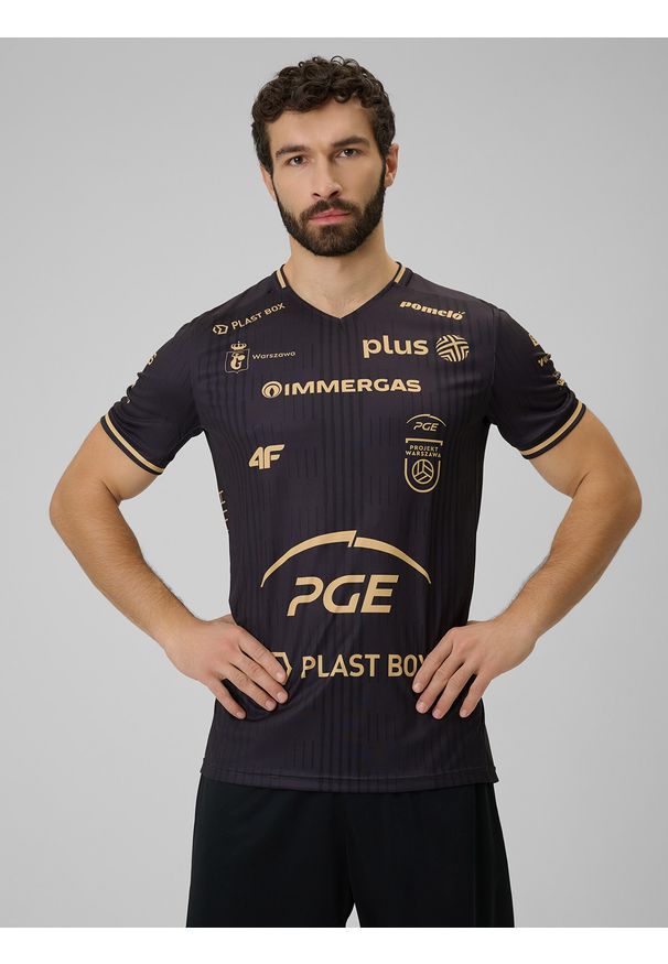 4f - 4F Koszulka meczowa replika wyjazdowa z sezonu 2025/26 męska 4F x Projekt Warszawa - czarna XS. Kolor: czarny. Materiał: dzianina, materiał. Wzór: nadruk