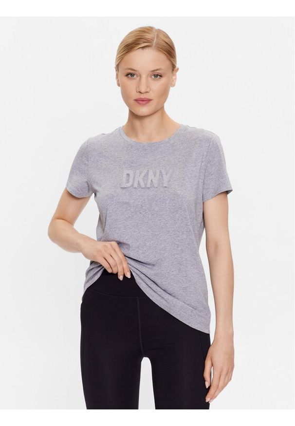 DKNY T-Shirt P03ZBDNA Szary Regular Fit. Kolor: szary. Materiał: bawełna