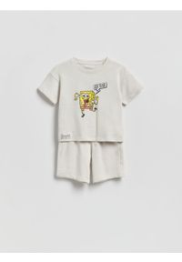 Reserved - Bawełniany komplet SpongeBob - jasnoszary. Kolor: szary. Materiał: bawełna #1