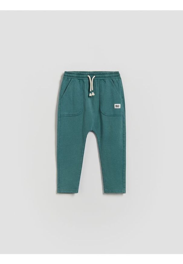 Reserved - Bawełniane legginsy - ciemny turkus. Materiał: bawełna