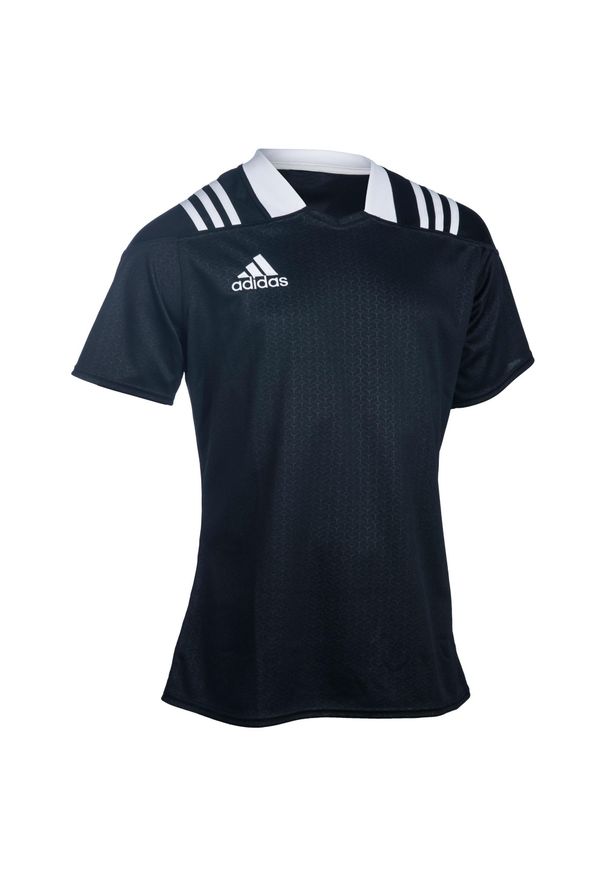 Adidas - Koszulka do rugby 3S. Kolor: biały, wielokolorowy, czarny. Materiał: materiał, poliester. Technologia: ClimaCool (Adidas). Wzór: paski