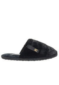 TOMMY HILFIGER - Klapki Tommy Hilfiger Comfort Home Slipper FW0FW08138-BDS - czarne. Kolor: czarny. Materiał: jeans, polar, poliester, futro. Szerokość cholewki: normalna. Sezon: zima