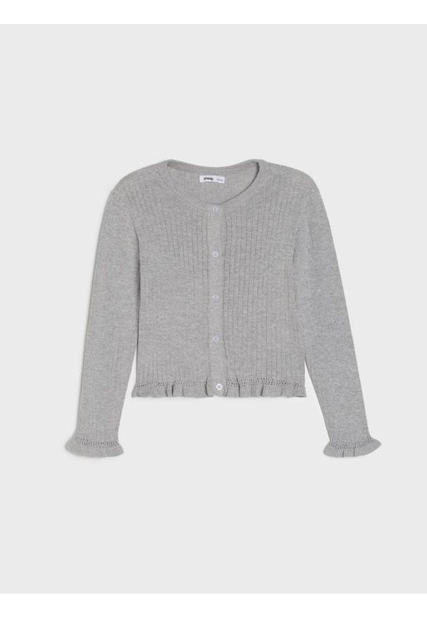 Sinsay - Prążkowany sweter z ozdobnymi guzikami - szary. Kolor: szary. Materiał: prążkowany