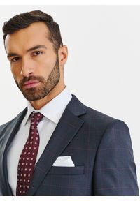 Pako Lorente - PAKO LORENTE – Granatowa marynarka garniturowa w bordową kratę Windowpane. Kolor: czerwony, niebieski, wielokolorowy. Materiał: wełna #8