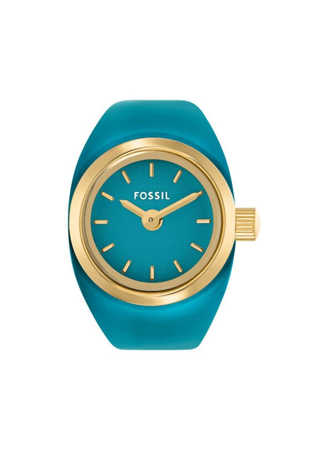 Fossil Zegarek Watch Ring ES5415 Turkusowy. Kolor: turkusowy