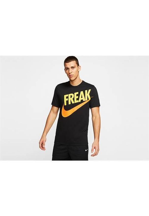 Koszulka sportowa męska Nike Giannis freak. Kolor: czarny. Materiał: poliester, bawełna. Długość rękawa: krótki rękaw. Długość: krótkie. Sport: fitness