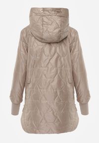 Born2be - Brązowa Pikowana Kurtka Przejściowa z Kapturem i Bocznymi Suwakami Mado. Okazja: na co dzień. Typ kołnierza: kaptur. Kolor: brązowy. Materiał: poliester, jeans. Styl: casual, klasyczny #3