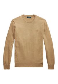 Polo Ralph Lauren Sweter 710946143009 Beżowy Slim Fit. Typ kołnierza: polo. Kolor: beżowy. Materiał: wełna #5