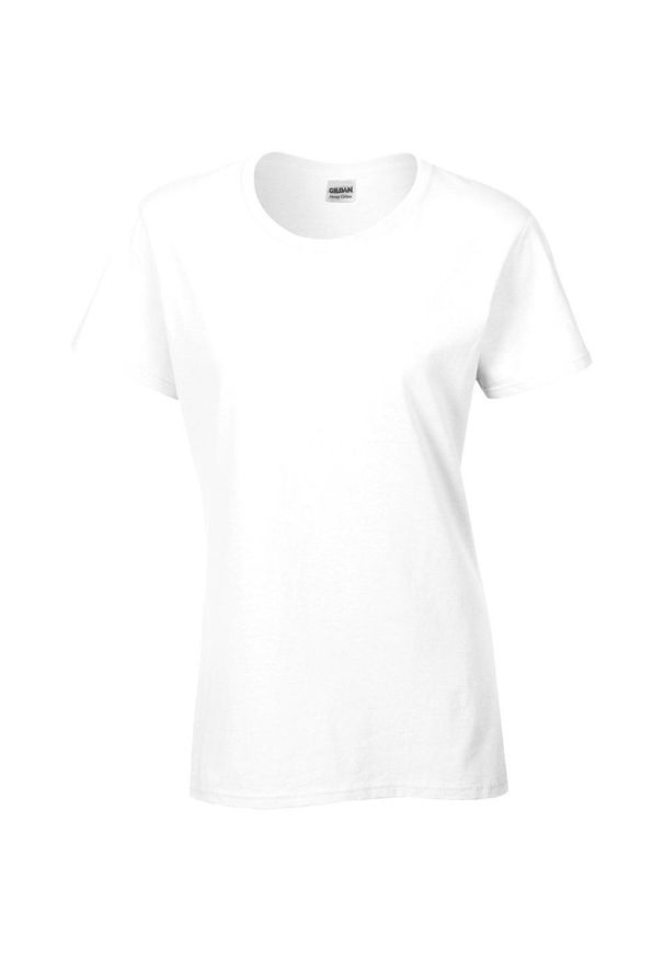GILDAN - Damska Koszulka T-shirt Krótki Rękaw Top. Kolor: biały. Długość rękawa: krótki rękaw. Długość: krótkie. Sport: turystyka piesza
