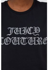 Juicy Couture t-shirt damski kolor czarny. Kolor: czarny. Materiał: dzianina. Długość rękawa: krótki rękaw. Długość: krótkie