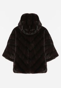 Born2be - Czarna Kurtka Futerko Oversize z Kapturem i Rękawami 3/4 Idanne. Okazja: na co dzień. Typ kołnierza: kaptur. Kolor: czarny. Materiał: futro. Styl: klasyczny, casual, elegancki #6