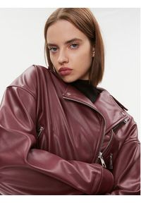 DKNY Kurtka skórzana P3GCTQ52 Bordowy Regular Fit. Kolor: czerwony. Materiał: syntetyk #2