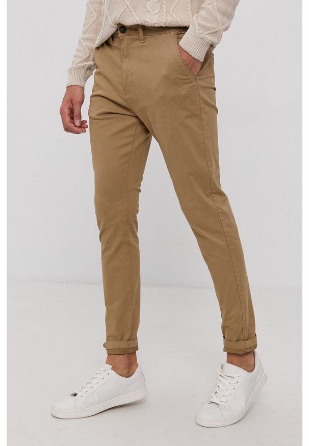 !SOLID - Solid Spodnie męskie kolor beżowy w fasonie chinos. Kolor: beżowy. Materiał: tkanina. Wzór: gładki
