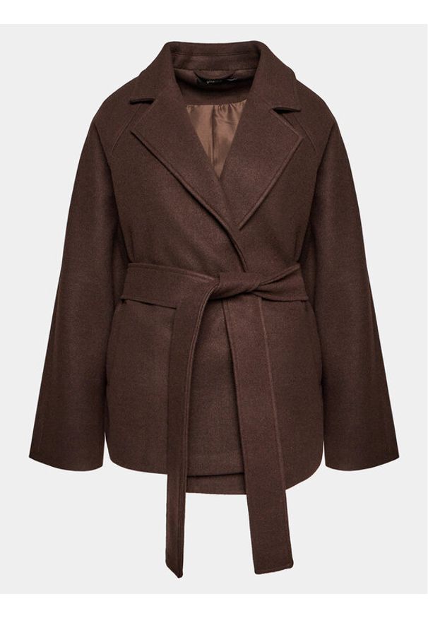 Gina Tricot Płaszcz przejściowy 20496 Brązowy Regular Fit. Kolor: brązowy. Materiał: syntetyk
