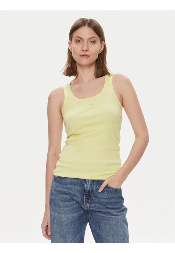 Pinko Top 100807 A0PU Żółty Slim Fit. Kolor: żółty. Materiał: bawełna