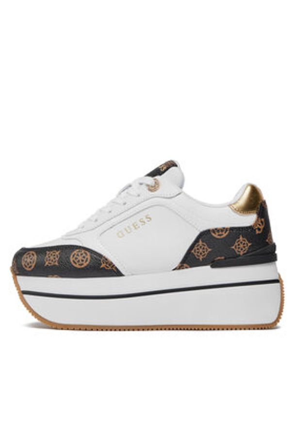 Guess Sneakersy Camrio4 FLPCM4 FAL12 Biały. Kolor: biały. Materiał: skóra