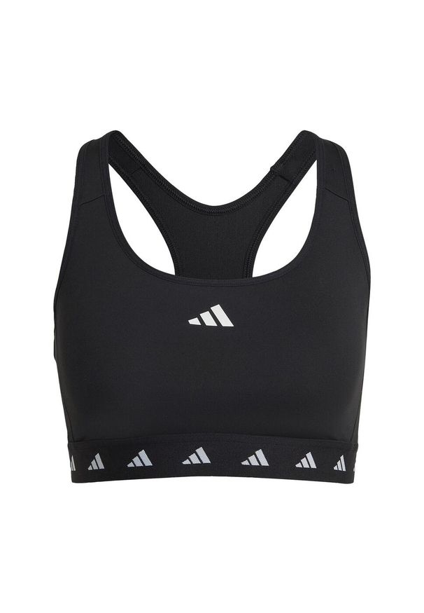 Adidas - Powerreact Training Medium-Support Techfit Bra. Kolor: czarny. Materiał: materiał. Technologia: Techfit (Adidas). Sport: fitness