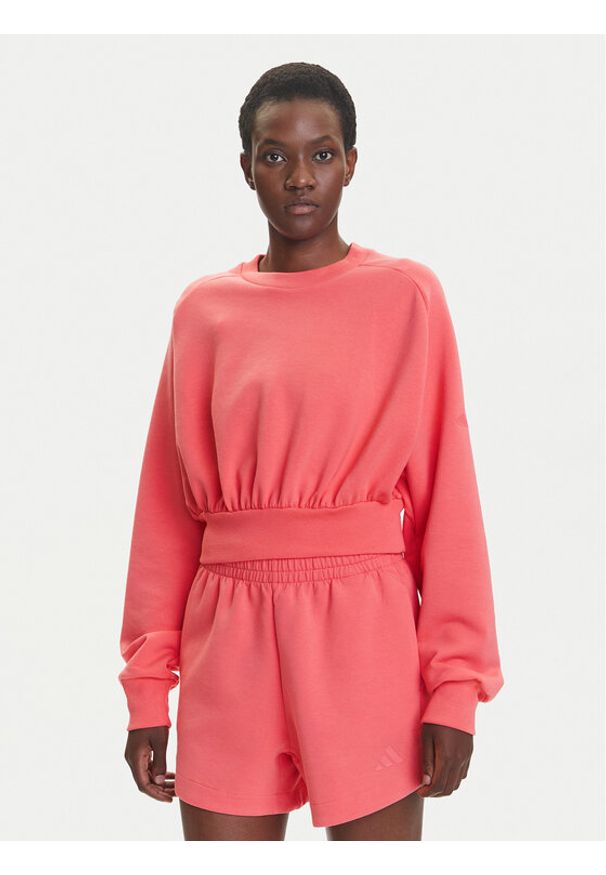 Adidas - adidas Bluza ALL SZN Soft Lux KD9772 Koralowy Loose Fit. Kolor: pomarańczowy. Materiał: syntetyk