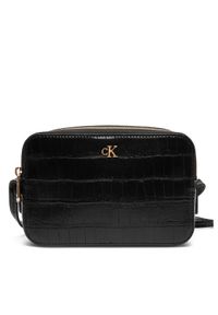 Calvin Klein Torebka Ck Croc Camera Bag LV04F3285G Czarny. Kolor: czarny. Materiał: skórzane
