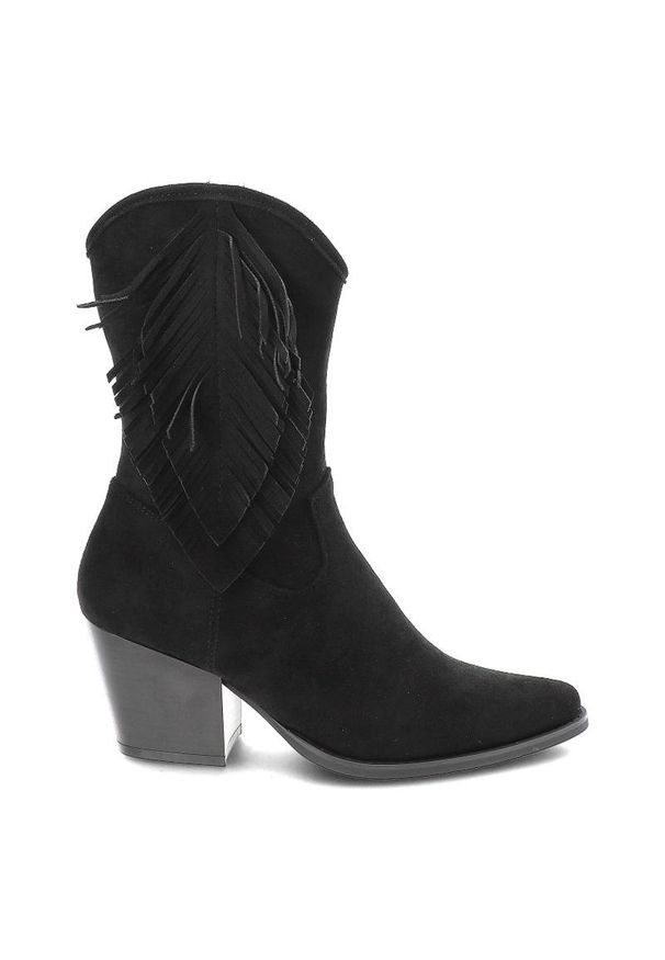 Czarne Botki S.Barski Damskie Modne Buty Na Obcasie. Okazja: na co dzień. Kolor: czarny. Materiał: materiał. Szerokość cholewki: normalna. Obcas: na obcasie. Styl: boho, street, elegancki, casual. Wysokość obcasa: średni