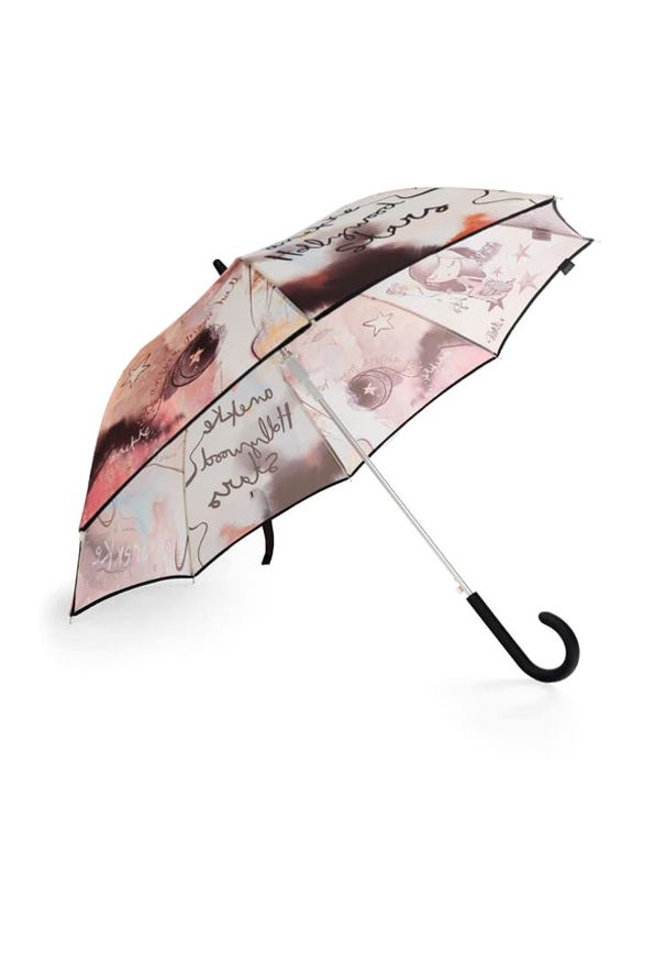 Kolorowy Długi Parasol Damski Anekke. Kolor: żółty. Materiał: materiał. Wzór: kolorowy