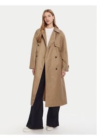Calvin Klein Trencz LV044C501G Brązowy Regular Fit. Kolor: brązowy. Materiał: syntetyk, bawełna #4