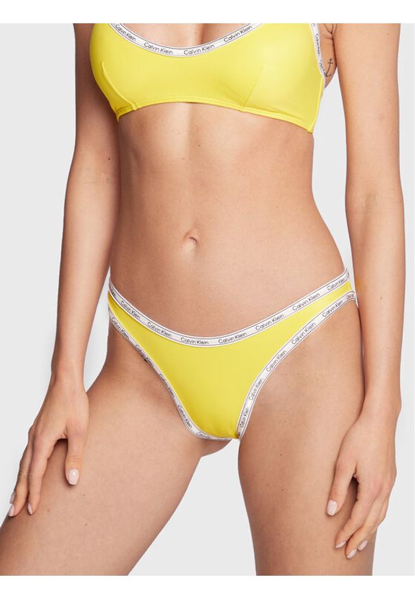 Calvin Klein Swimwear Dół od bikini KW0KW01952 Żółty. Kolor: żółty. Materiał: syntetyk