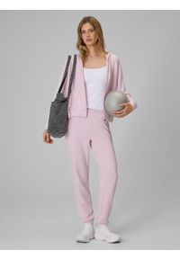 4f - 4F Bluza dresowa regular z kapturem damska - różowa XS. Okazja: na co dzień. Typ kołnierza: kaptur. Kolor: różowy. Materiał: dresówka. Styl: casual #2