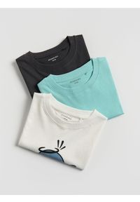 Reserved - Bawełniany t-shirt 3 pack - ciemnoszary. Kolor: szary. Materiał: bawełna
