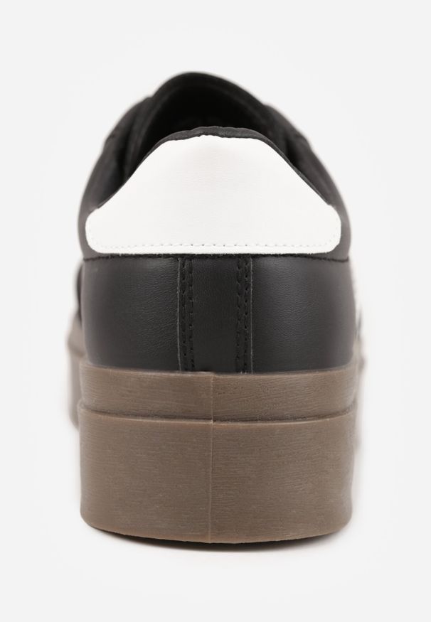 Born2be - Czarne Sneakersy w Stylu Tenisówek z Paskami Nilomira. Okazja: na co dzień. Zapięcie: pasek. Kolor: czarny. Materiał: jeans