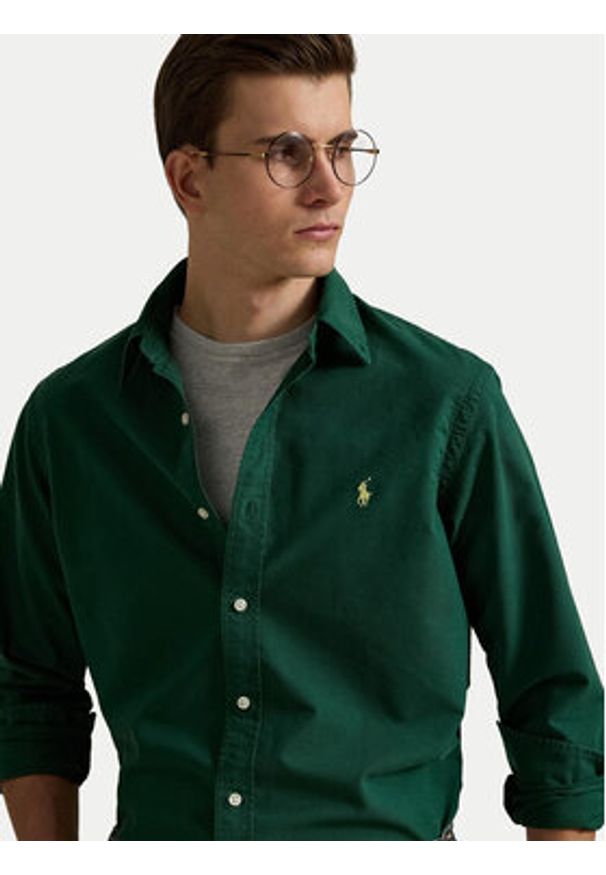 Polo Ralph Lauren Koszula 710804257063 Zielony Slim Fit. Typ kołnierza: polo. Kolor: zielony. Materiał: bawełna