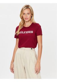 TOMMY HILFIGER - Tommy Hilfiger T-Shirt Monotype WW0WW40057 Czerwony Regular Fit. Kolor: czerwony. Materiał: bawełna