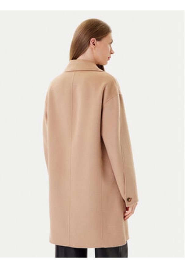 Marella Płaszcz wełniany Good 2523016031 Beżowy Regular Fit. Kolor: beżowy. Materiał: wełna